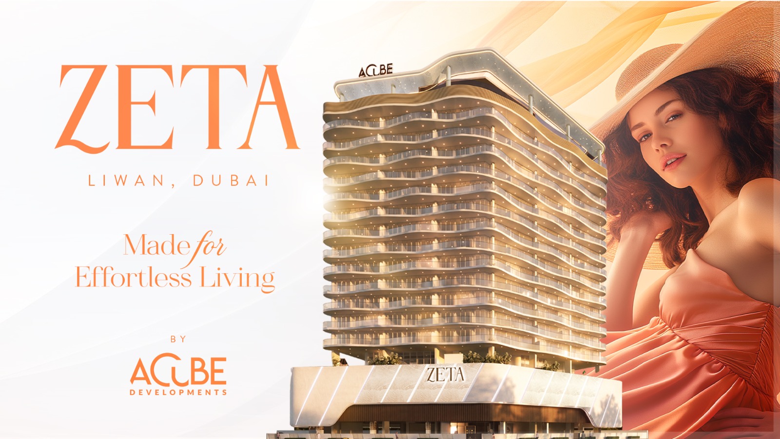 Zeta by Acube — promotional rendering with project branding