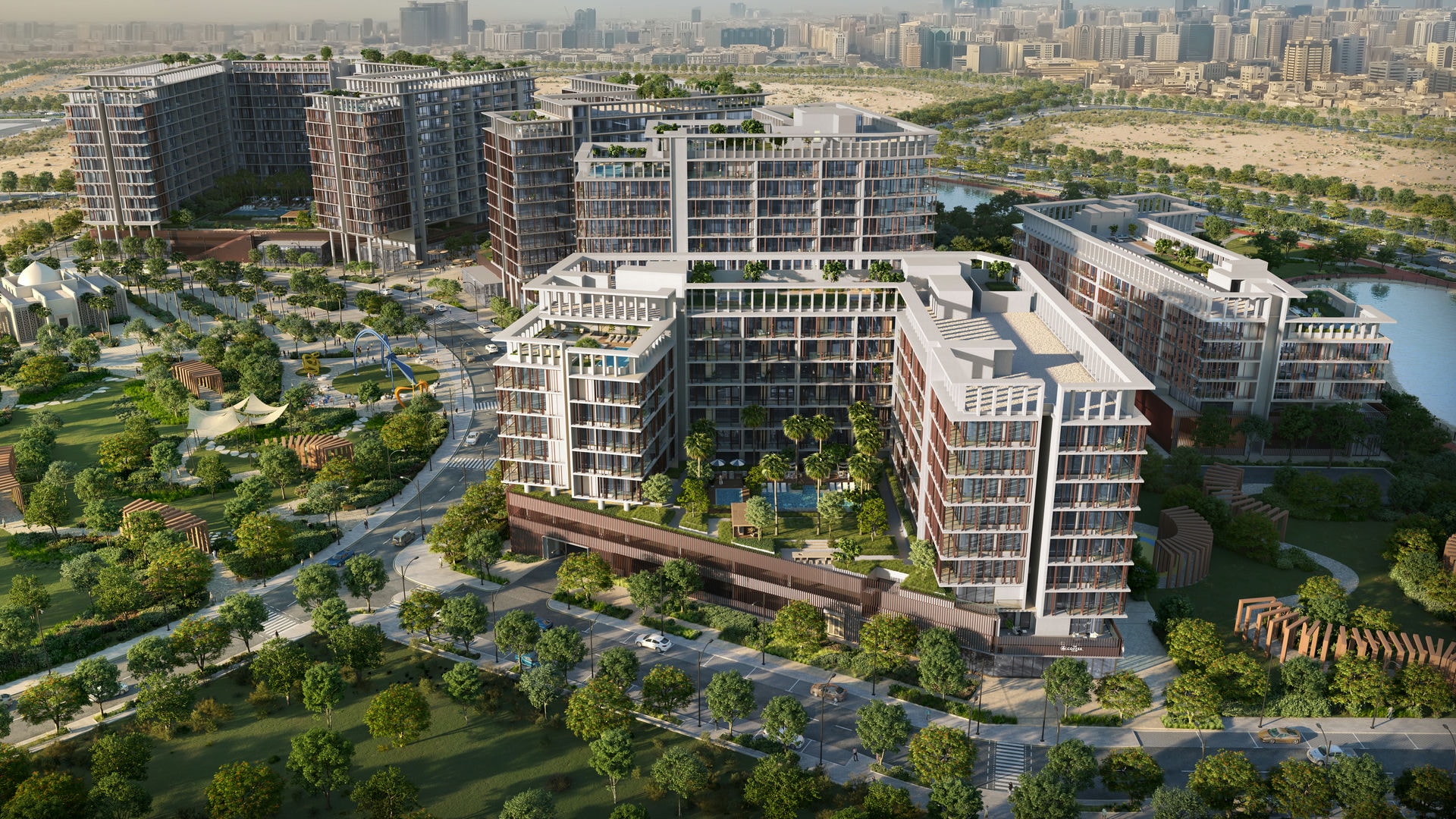 Ivy at ParkFive — ParkFive community aerial rendering